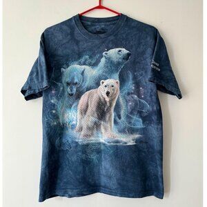 2000s The Mountain blue polar bears animal graphic short sleeved cotton tshirt
